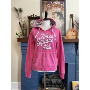 VINTAGE Y2K Aeropostale Hoodie Sweatshirt Pink Size L 90s Times Square 42nd St
